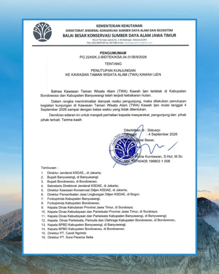 Penutupan Taman Wisata Alam Kawah Ijen